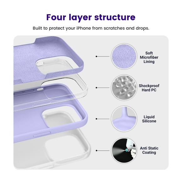OTOFLY iPhone 14 Pro Max Silicone Shockproof Slim Thin Phone Case in Lavender - Picture 3 of 9